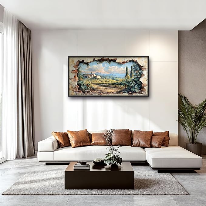 Large Farmhouse Country Landscape Wall Art for Living Room, Rustic Countryside Canvas Oversized Wall Decor, Vintage Scenery Framed Pictures Painting Print Artwork for Bedroom Office 60L" x 30W"