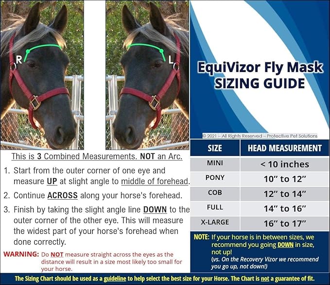 EquiVizor 95% UV Eye Protection (COB) Standard Horse Fly Mask - Help with Uveitis, Corneal Ulcer, Light Sensitivity. Designed to Stay On Your Horse, Off The Ground.