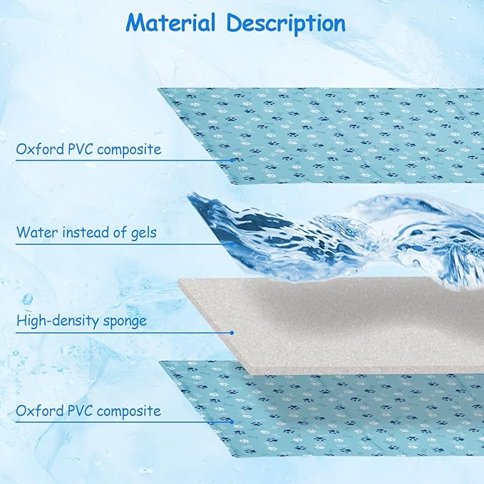 Ownpets Dog Cooling Mat, Large 39 x 23 Inch Thick and Waterproof Cooling Pad for Summer, Water-Filled Pet Mat for Large Dogs, Leakproof Design for Crate, Bed, Sofa, Floor and Car Seat