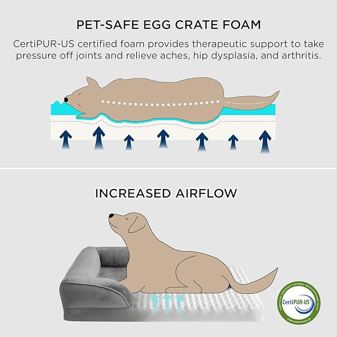 Bedsure XL Plus Orthopedic Dog Bed for Extra Large Dogs - Washable XLarge Dog Cat Bed Waterproof, Comfort Dogs Couch Sofa with Washable Removable Cover, Pet Bed with Nonskid Bottom, Brown, 48"