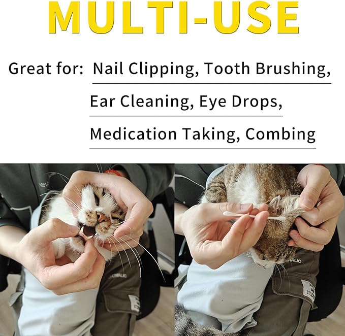 2PCS Cat Wrap for Cutting Nails, 21x21in Self-Adherent Pet Cat Grooming Wrap for Medicine, Nail Clipping, Teeth Brushing, Ear Cleaning | Anti-Escape Anti-Bite Anti-Scratch (Butterfly)