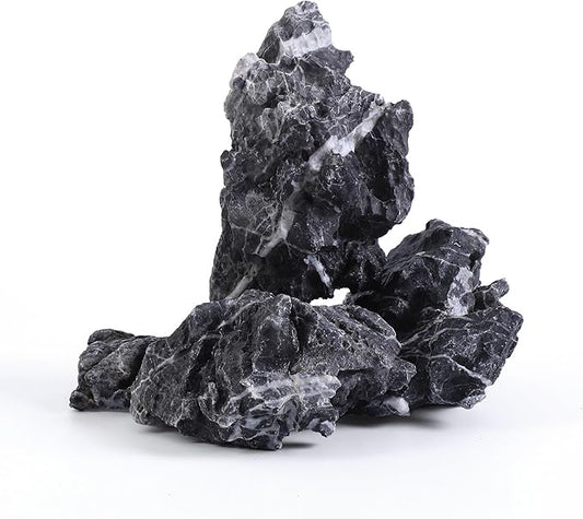 2-6 Inches Natural Seiryu Stone 4 PCS Aquarium Rocks for Aquascaping, Aquarium Landscaping, Terrariums, Fish Tank Decoration, Vivariums, Paludarium, Reptile and Amphibian Enclosures
