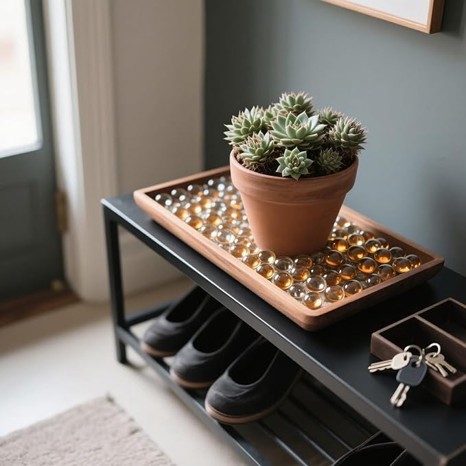 2.16LB Glass Beads Vase Filler Aquarium Gravel Decor Flat Glass Marbles Gems Pebbles Fish Tank Rocks Home Decorative Art Craft - Champagne