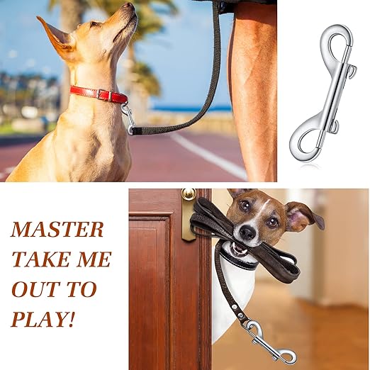 Hotop 20 Pcs 4.7 Inch Double Ended Bolt Snaps Hooks Zinc Alloy Trigger Chain Metal Clips Key Holder for Linking Key Chain Dog Leash Collar Pet Sling Feed Buckets(Silver)