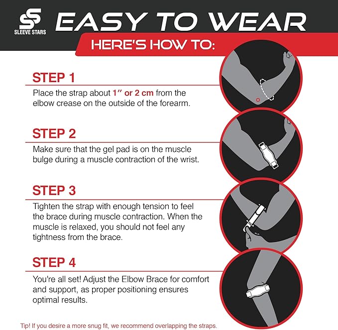 Sleeve Stars Tennis Elbow Brace for Women - Adjustable Tennis Elbow Strap, Golfers Elbow Brace for Men, Counterforce Brace for Tendonitis Relief, Fits 9"-23" (Single/Navy Blue)