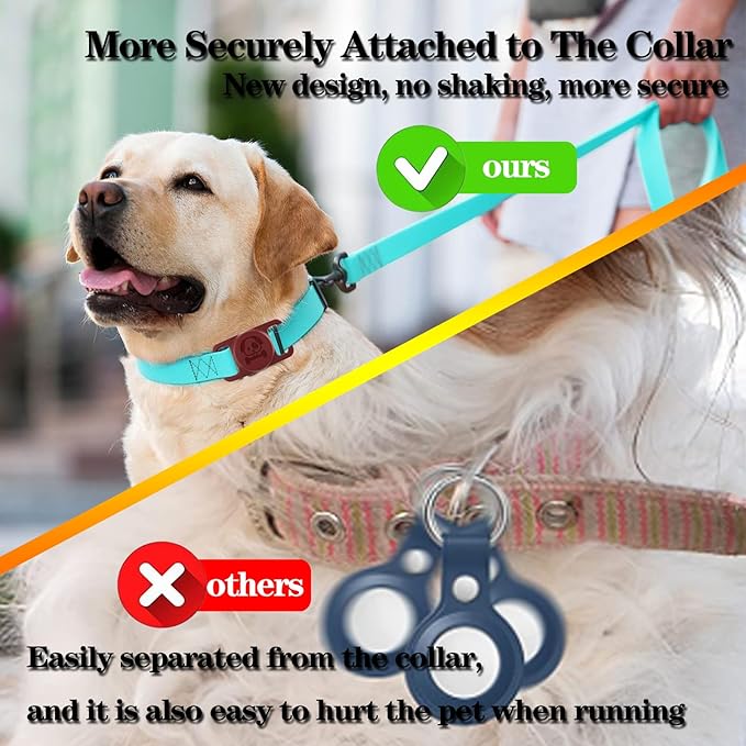 4 Pack Waterproof AirTag Dog Collar Holder Compatible with Apple AirTag, Silicone Hidden Loop Holder for Airtag Tracker, Anti-Lost Dog Collar Air Tag Accessories(Orange,White,Red,Dark Red)