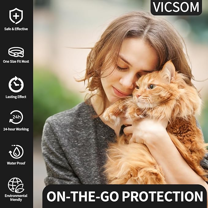 4 Pack Flea and Tick Collar for Cats, 32 Months Treatment, Waterproof Adjustable Kitten Flea Collar, Flea Prevention, Black