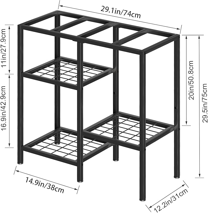 CADUKE Aquarium Stand 20 Gallon, Metal Fish Tank Stand, Aquarium Rack Stand for Fish Tank Accessories , 3 Tier Turtle Reptile Terrarium Stand for Living Room Office
