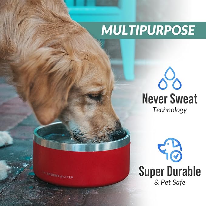 Coldest Dog Bowl - Anti Rust Metal, Non Slip, 3 Layers Insulated Stainless Steel Dog Bowls - Spill Proof & Heavy Duty - Water Bowl for Dogs, Cats & Pets, Dish Washer Safe (64 oz, Galaxy Purple)
