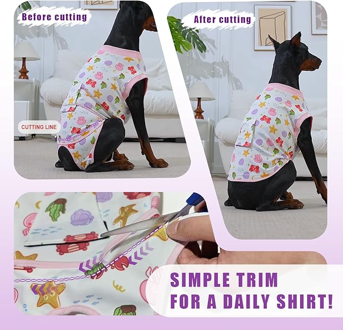 Recovery Suit for Dogs After Surgery, Professional Dog Surgical Suit for Female Spay, Male Neuter, E-Collar & Cone Alternative Dog Onesie for Abdominal Wounds Skin Disease, Purple, M