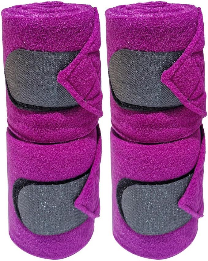 Horse Polo Leg Wraps Soft Fleece Wraps Equestrian Leg Bandage 4-Pack (Purple, Full(10ft))