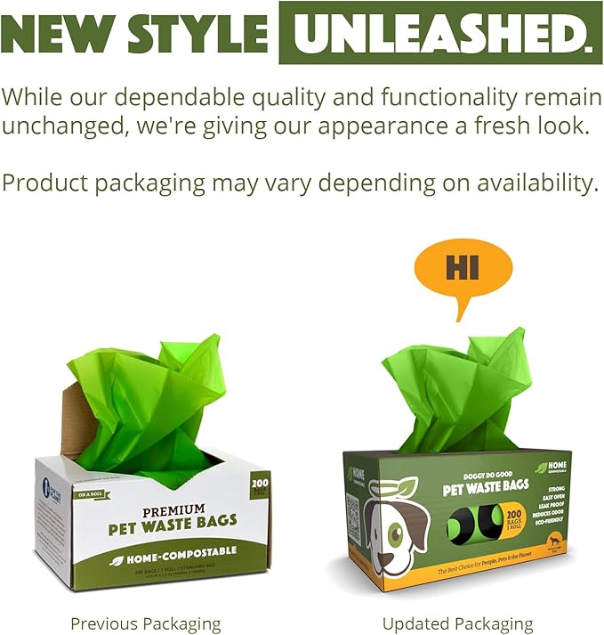 Doggy Do Good Poop Bags for Dogs (200 Ct), Easy Open Dog Poop Bags Rolls, Certified Home Compostable