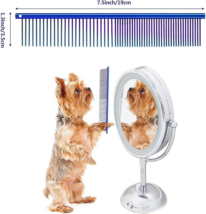 3 Pcs Stainless Steel Combs for Matted Hair - Grooming Clippers with Guide Combs for Removing Tangles and Knots in Long Haired Dogs and Cats