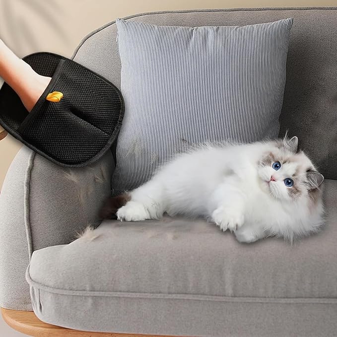 2025 Upgraded Pet Hair Removal Glove |Double-Sided – Reusable Grooming & Bathing Glove for Dogs and Cats |Soft Silcone Touch |Easy Deshedding and Cleaning Mitt (Black, 1 PC)