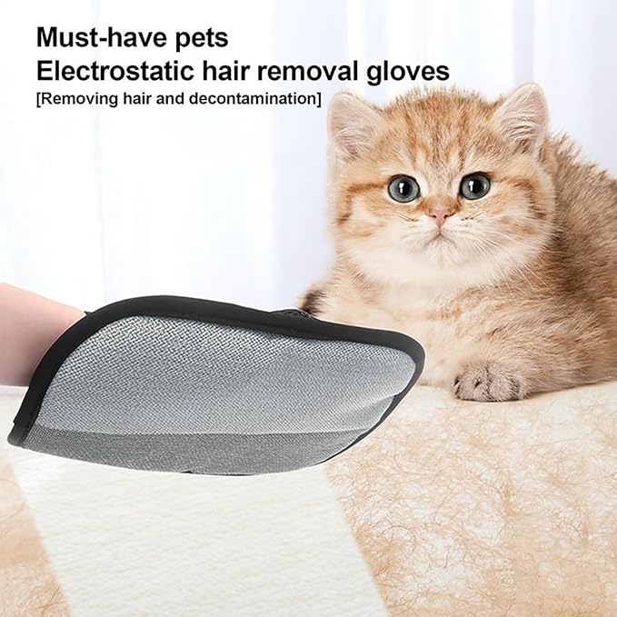 2025 New Upgraded Electrostatic Pet Hair Removal Gloves - Reusable Cat Hair Remover & Dog Hair Removal Mitt with Elastic Cuff & Finger Loops for Furniture, Bedding, Car (2pcs)