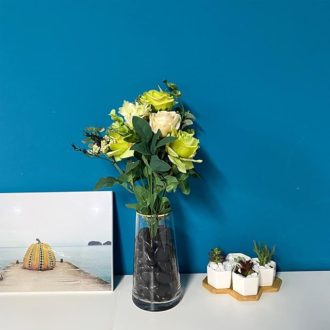 5 lbs Natural Polished Black River Rocks, 1-2 inch Decorative Pebbles for Indoor Plants. Black Stones for Planters, Vase, Garden Landscape Rocks and Outdoor Decorative Stones