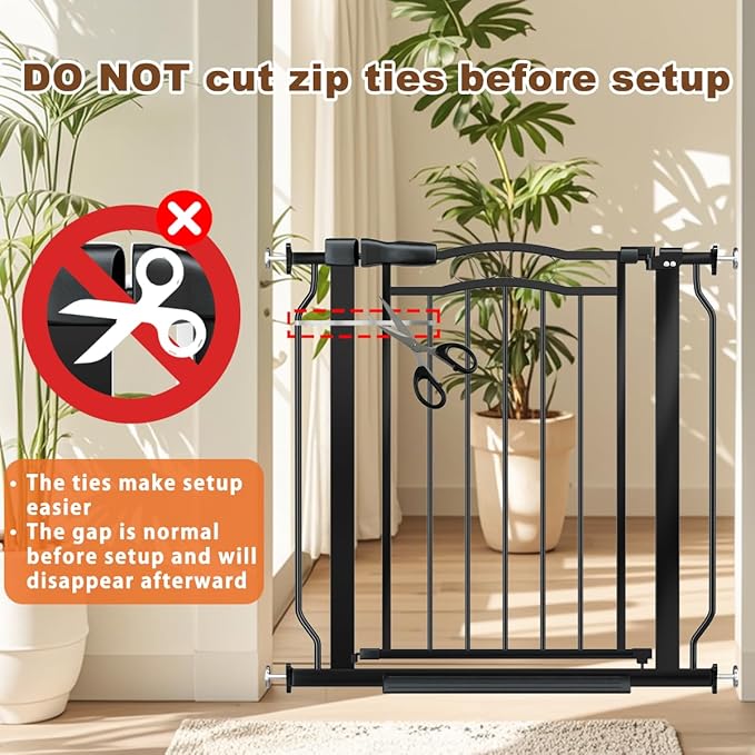 67.3-81.1" Extra Wide Baby Gate for Stairs No Drilling, 30" Tall Auto Close Press Mounted Baby Gate for Doorways, Adjustable Width Walk Through Long Gates for Kids or Pets, Black