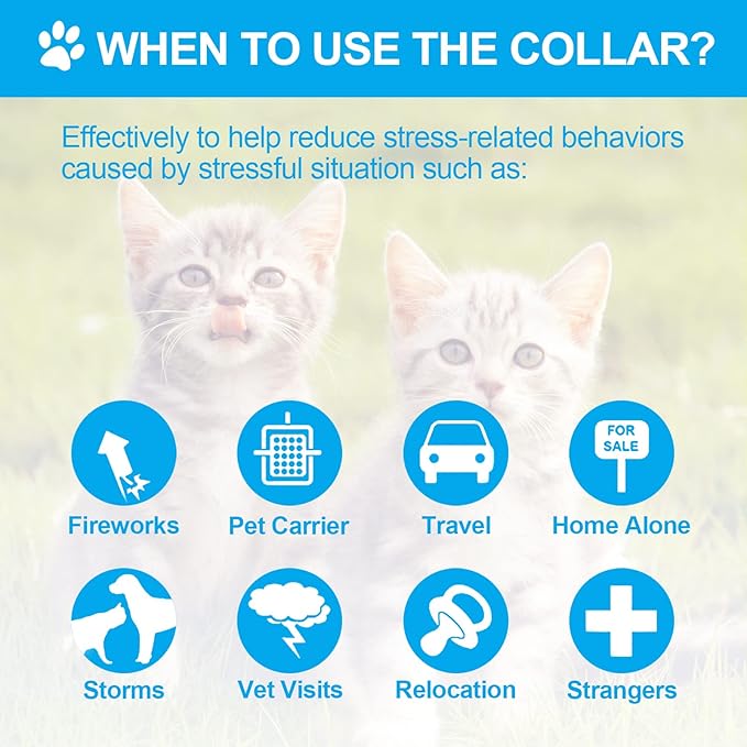 4 Pcs Cat Calming Collar Adjustable Lavender Scent Relaxing Cat Collar with 2 Pendant for Puppies Reduce Stress Aggression Anxious, up to 15 Inches(Blue)