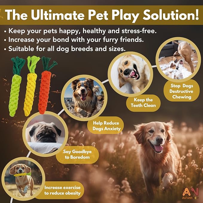 3PCS Mixed Color Woven Pet Rope Toys (Yellow, Green, Orange), Chew Toys for Dogs & Cats, Safe & Durable Braided Rope Toys for Pets