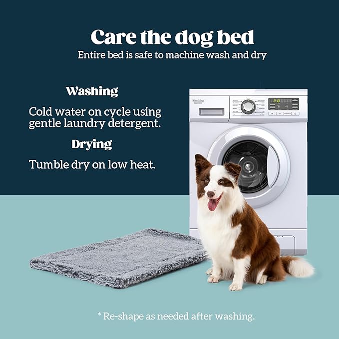 Stoutwool Indestructible Dog Bed - Fluffy Chew Proof Dog Crate Pad - Tough Kennel Pad for Aggressive Chewers - Washable, Ideal for Jumbo Breeds & Fits 54-Inch Crate - 53"x35", Charcoal