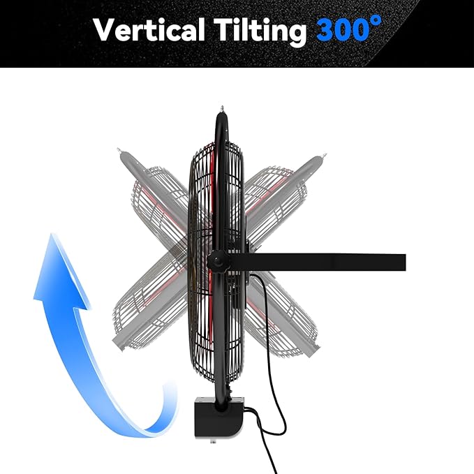 20 IN 5500 CFM Remote Control Wall Mount Fan, 3 Speed High Velocity Wall Fan with Timer, Oscillation & Tilting, Air Circulator for Garage, Commercial, Greenhouse, Warehouse & Gazebo Use, UL Listed