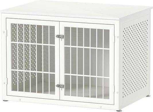 42" Heavy Duty Dog Crate Furniture for Large and Medium Dogs, Enclosed Design Wooden Metal Kennel, Wooden Cage Furniture Indoor, Decorative Dog Kennel End Table