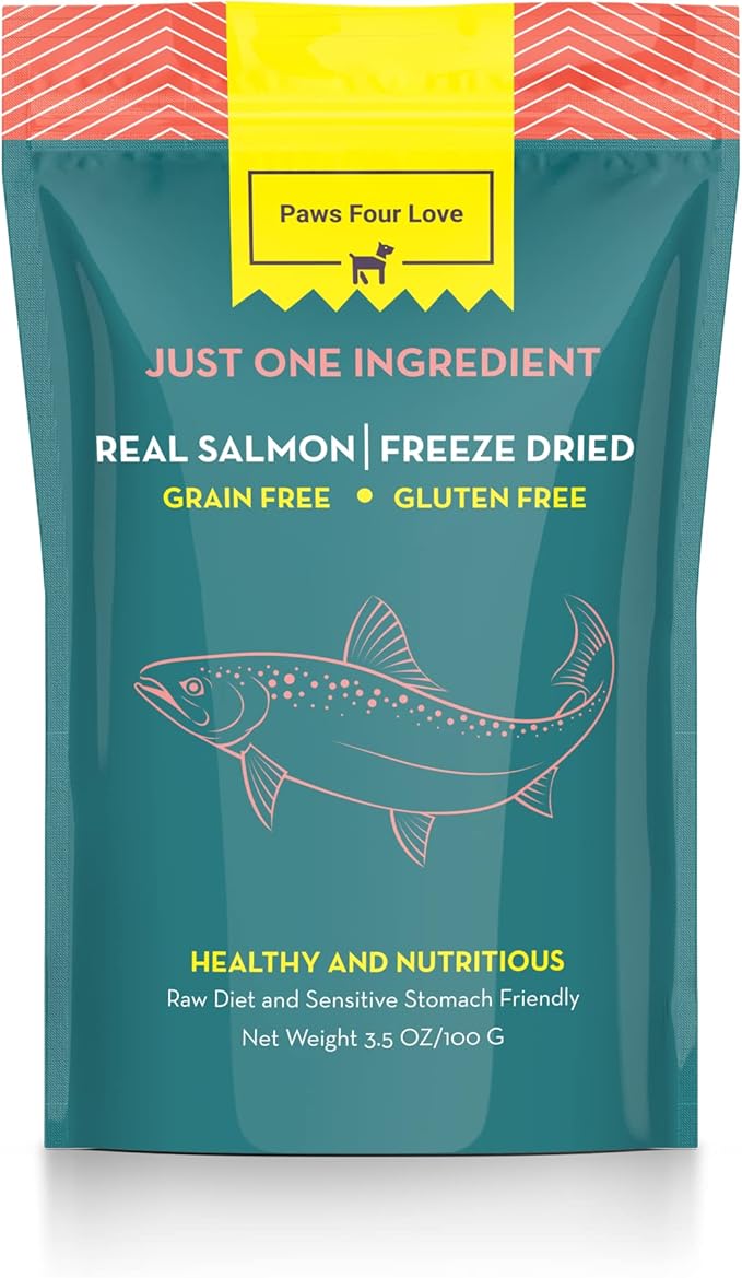 Organic Freeze Dried Dog & Cat Treats - Single Ingredient, Grain Free Food Toppers for Healthy Pets, No Fillers or Preservatives (1 Bag, Salmon)