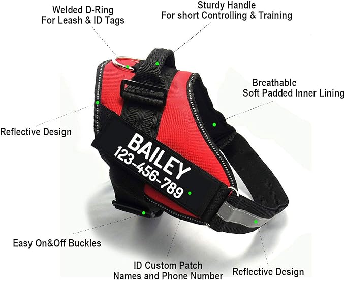 PawPawify Custom No Pull Dog Harness with Name and Phone Number, Heavy Duty Personalized Pet Vest to Prevent Tugging, Pulling, or Choking, Training and Walking (Black, XXL (85-140 LBS))