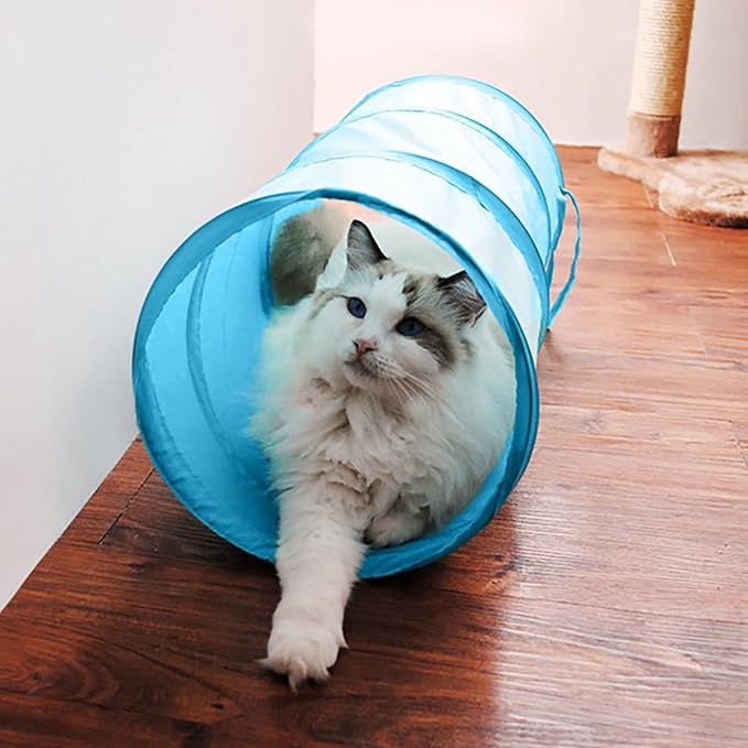 iCAGY Cat Tunnel for Indoor Cats Interactive, Rabbit Tunnel Toys, Pet Toys Play Tunnels for Cats Kittens Rabbits Puppies Crinkle Collapsible Pop Up Royal Blue 20"