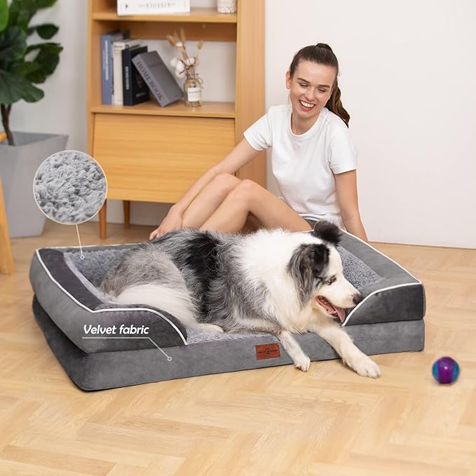 Comfort Expression Small Dog Beds Waterproof Orthopedic Foam Dog Sofa Beds for Medium Dogs Comfy Pet Bed with Washable Removable Cover & Non-Slip Bottom(Small,Grey)