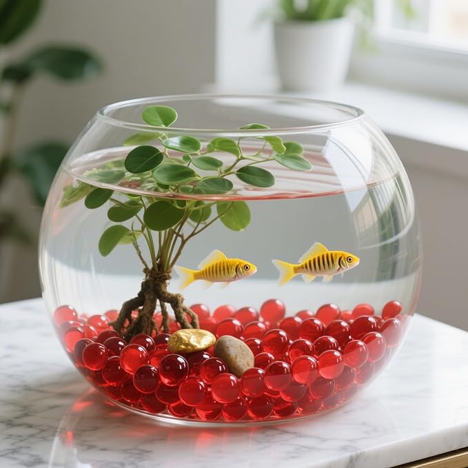 2.16LB Glass Beads Vase Filler Aquarium Gravel Decor Flat Glass Marbles Gems Pebbles Fish Tank Rocks Home Decorative Art Craft - Red