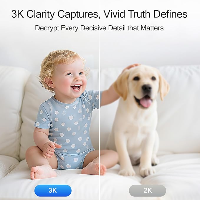 3K Pet/Dog/Cat Camera with Phone App, No-Subscription Local Person/Pet/Face Detection, 5G Security Camera Indoor, PTZ WiFi Cameras for Home Security, 0-Glow Night Vision, Full Duplex Audio