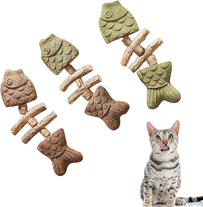 3 Pack Catnip Toys, Healthy Cat & Kitten Teeth Cleaning Dental Chew Toy, Contain Catnip, Natural Silvervine, and Gall Fruit, Interactive Cat Toys for Indoor Cats, are Edible for All Cats Breeds