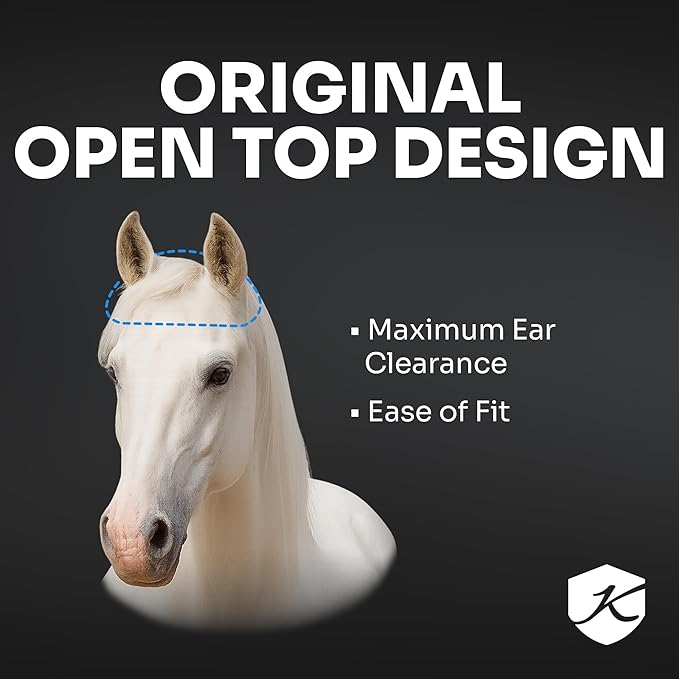 Kensington Fly Mask Web Trim Protects Horses Face and Eyes from Bites and Sun Rays While Allowing Full Visibility Ears and Forelock Able to Come Through The Mask, Medium, Atlantis