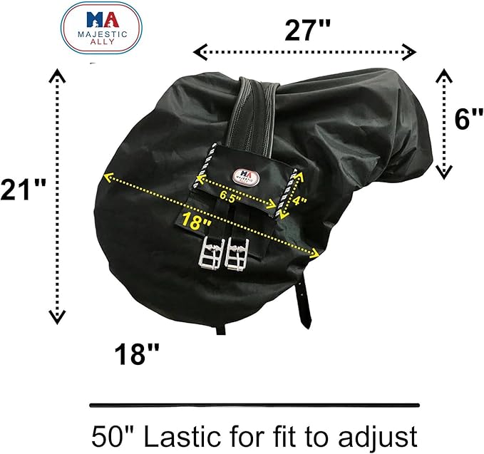 Majestic Ally Nylon Waterproof Fleece Lined Ride On English Saddle Cover-Multiple Color (Royal Blue)
