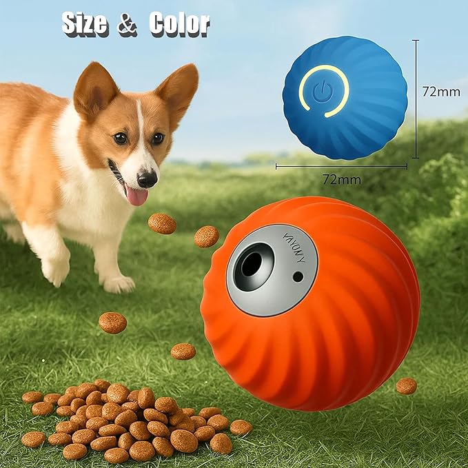 Zoomie Buddy 2.0, Zoomie Buddy for Dogs, 2 in 1 Smart Touch Interactive Dog Balls ＆ Pet Feeder, 2.83" Diameter, Suitable for Small/Medium Dogs, with Fruit Plush Cover (Orange, Only)