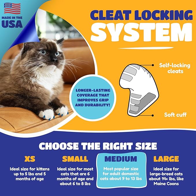 Soft Claws Safe Scratch-Free Solution for Cats - CLS (Cleat Lock System), Size: Medium, Color: Purple