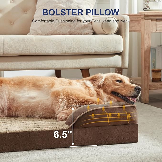 FURTIME Orthopedic Bed for Large Dogs, XL Washable Dog Beds Large Sized Dog, Comfy Supportive Foam Pet Couch Bed with Removable Washable Cover, Waterproof Extra Large Sofa Bed Foam and Nonskid Bottom