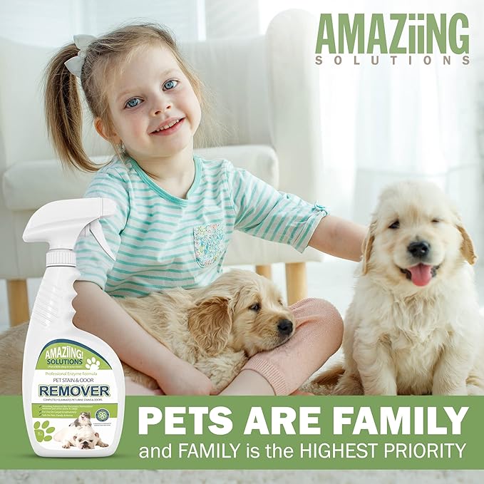 Pet Stain and Odor Remover - Enzyme Cleaner, Pet Urine Odor Eliminator Spray - Floor & Carpet Cleaner Spray, Pet Deodorizers For Home, Fabric Spray W/Fresh, Clean Scent, 32oz Spray