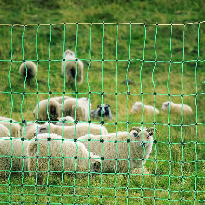 VEVOR Electric Fence Netting, 42"H x 164'L, PE Net Fencing with Posts and Double-Spiked Stakes, Utility Portable Mesh for Goats, Sheep, Lambs, Deer, Hogs, Dogs, for Farms, Backyards and Ranches