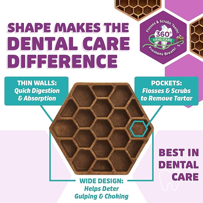 Dog Dental Treats – Vet VOHC Approved – Delicious Chicken Protein – Removes Tartar with Cleaning Comb Shape – Dental Dog Treats for Extra Large Dogs (12oz, 6 Count)