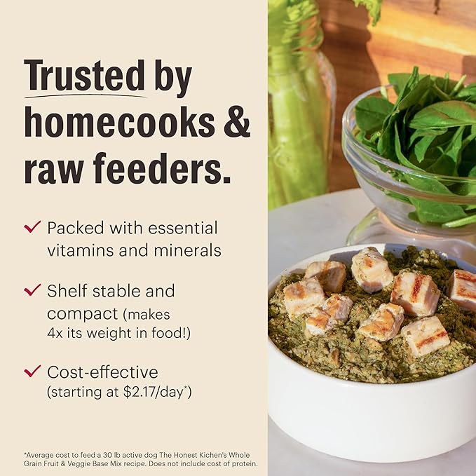 The Honest Kitchen Dehydrated Grain Free Fruit & Veggie Base Mix Dog Food (Just Add Protein), 3 lb Box