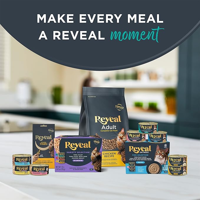 Reveal Natural Wet Cat Food, 24 Count, Grain Free, Limited Ingredient Canned Food for Cats, Chicken Breast with Duck in Broth, 2.47 oz Cans