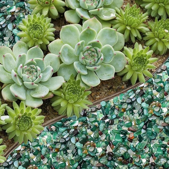 Halatool 1LB Green Aquarium Gravel for Fish Tank 0.35"- 0.6" Landscaping Pebbles for Home Decor Natural Decorative Polished Stones for Potted Plants DIY Handmade & Vase Filler