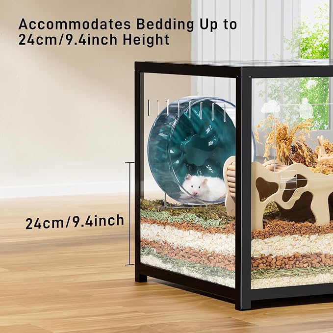 BUCATSTATE Hamster Cage Metal 2.0 - Small Animal Habitats Large Stackable with Top Access Easy Assemble 39.3L*19.7W*20.6H Inches Dwarf Syrian Hamster House for Guinea Pig, Gerbil (774sq inch Black)