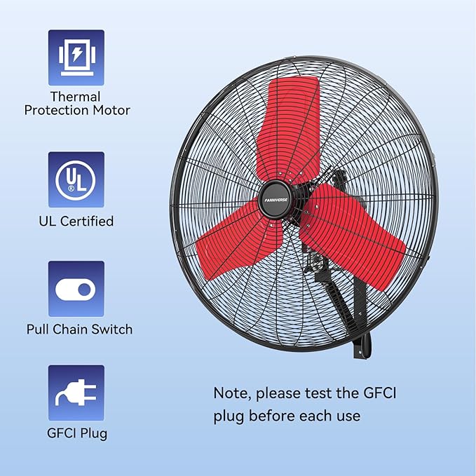 24 Inch 9500 CFM Waterproof Wall Fan Pro Series - Outdoor High Velocity Wall Mount Fan with Enclosed Motor for Residential, Warehouse, Patio, Shop, Garage, Barn UL Safety Listed