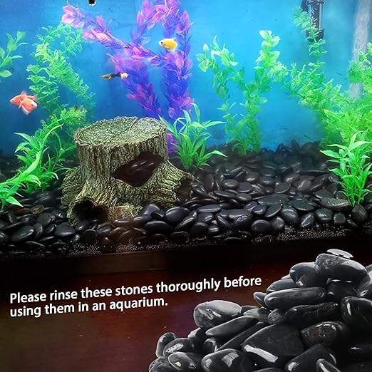 2LB 1"-2" Black River Rocks for Plants, Polished Pebbles for Garden Landscaping, Planters, Aquariums, Vase Fillers – Indoor & Outdoor Decor