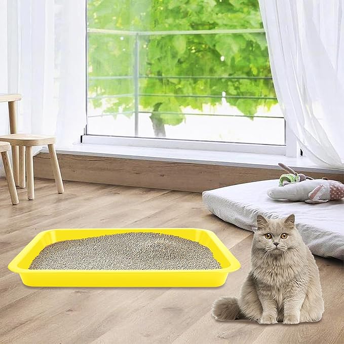 4 Pcs Open Small Kitten Litter Box, 15x12x1.4 Inch Low Entry Mini Open Cat Litter Box Rabbit Litter Pan Portable Shallow Litter Box Waterproof Travel Toilet for Bunny Guinea Pig Small Pet