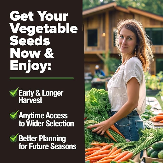HOME GROWN 𝗨𝗦𝗔 𝗣𝗥𝗘𝗠𝗜𝗨𝗠 15 Heirloom Vegetable Seeds 7,000+ 𝗡𝗢𝗡-𝗚𝗠𝗢 Seeds for Planting, Survival Garden Pack for Preppers, Emergency Bugout Gear, Indoor Outdoor Vegetable Gardening Kit