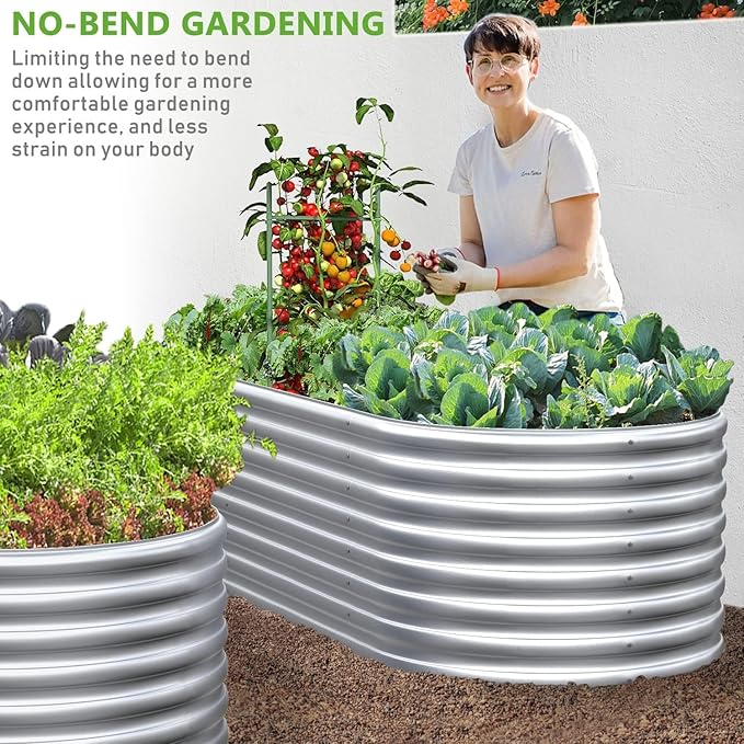 BTDVR 2 PCS 9 in 1 Tall 8×2×1.5ft Galvanized Raised Garden Bed Outdoor, Metal Raised Beds for Vegetables, Above Ground Garden Box for Flower, Steel Garden Bed for Gardening